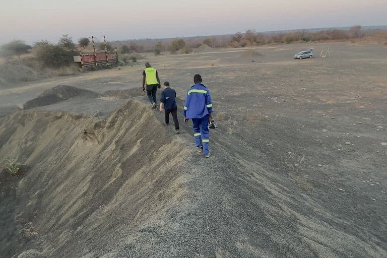 Surveyor with gnss receiver on a quarry site